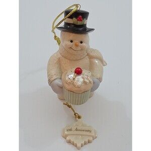 Lenox Snowman 10th Anniversary Snowy Celebration Ornament 24kt Trim.